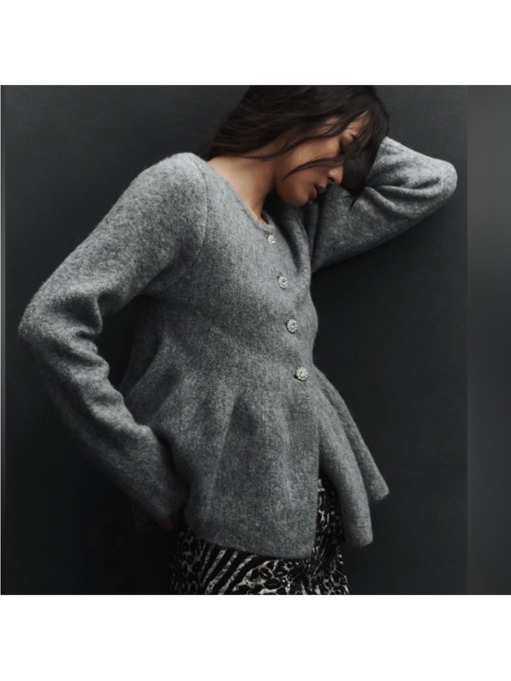 NWT Anthropologie Maeve Flower Button Peplum Cardigan Sweater Size M